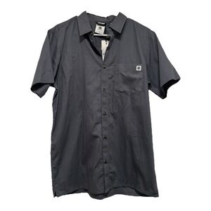 Element Gray Casual Button Organic Cotton Button Down Short Sleeve Shirt Size M